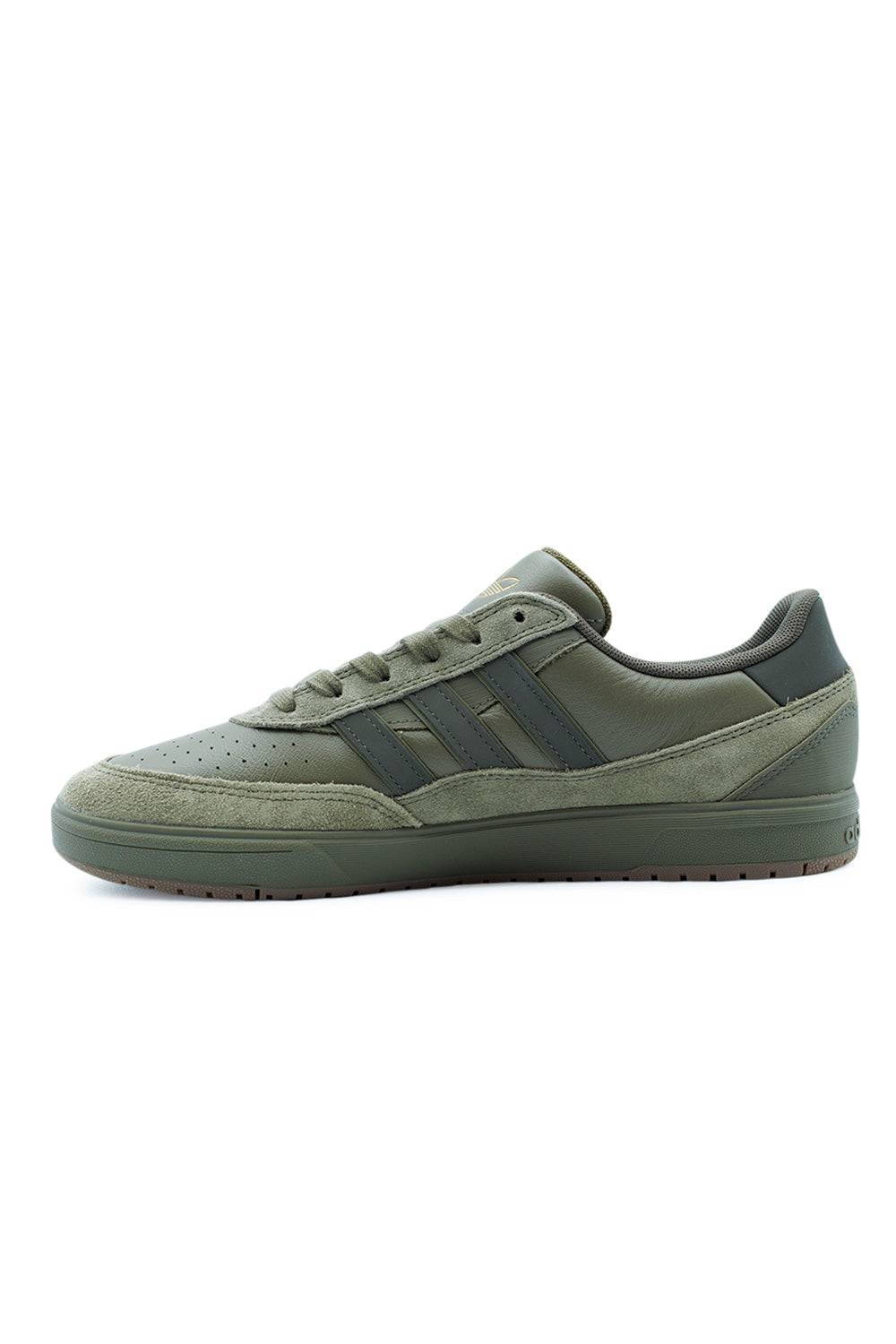 High-quality Adidas Tyshawn II Olive Strata Shadow Olive Gum sneakers, performance-driven skate shoe with heel cushioning for impact protection.