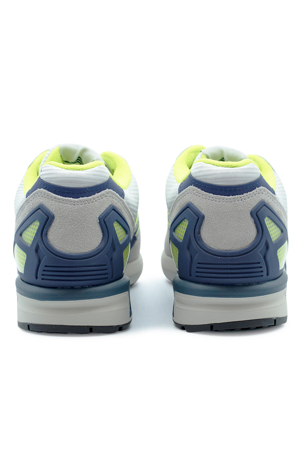 Rear view of Adidas ZX 8000 Grey One showcasing structured heel cage, padded collar and stable EVA midsole built for comfort and long-lasting everyday wear