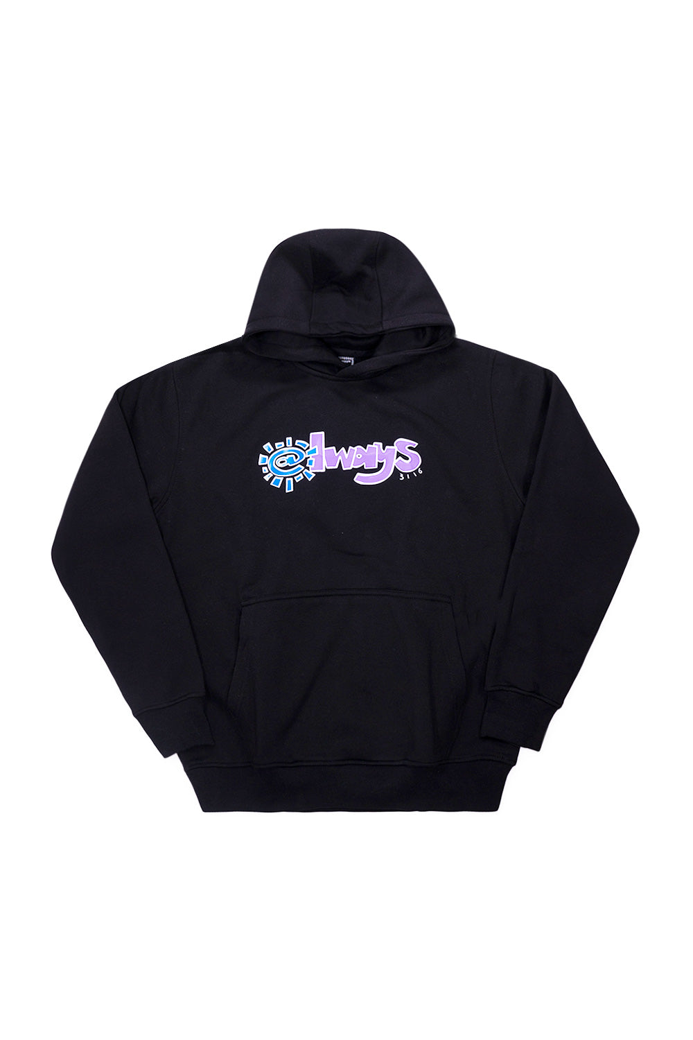 "Always 3116 Hoodie Black – Schwarzer Kapuzenpullover mit minimalistischer Stickerei und hochwertiger Baumwolle"