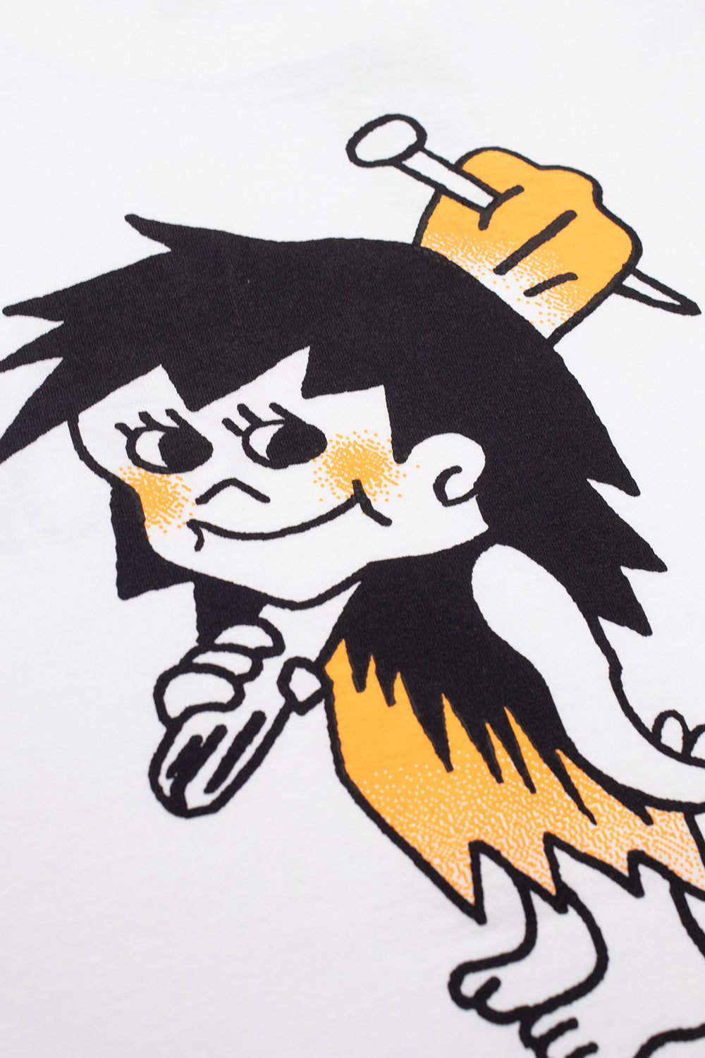 "Detailansicht des Aries Cave They T-Shirts – markanter Grafik-Print auf der Vorderseite"