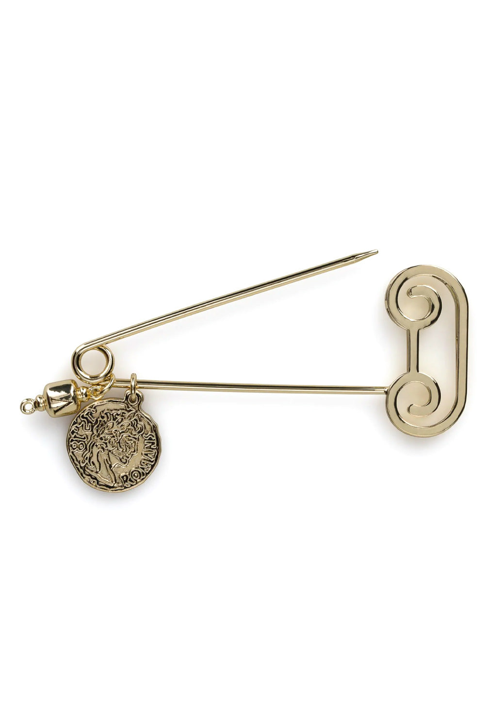 Aries Column Safety Pin Gold – Edler goldener Sicherheitsnadel-Schmuck aus der Aries Kollektion, ideal für Fashion-Liebhaber, die auffällige Details bevorzugen.