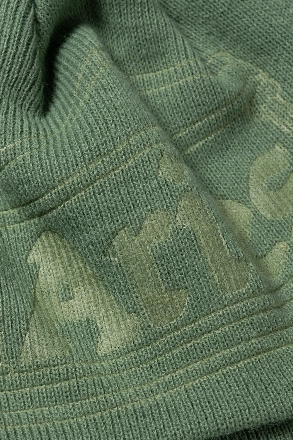 Aries Temple Beanie in grün mit auffälligem Skull-Embossing für kalte Tage und urbanen Stil.