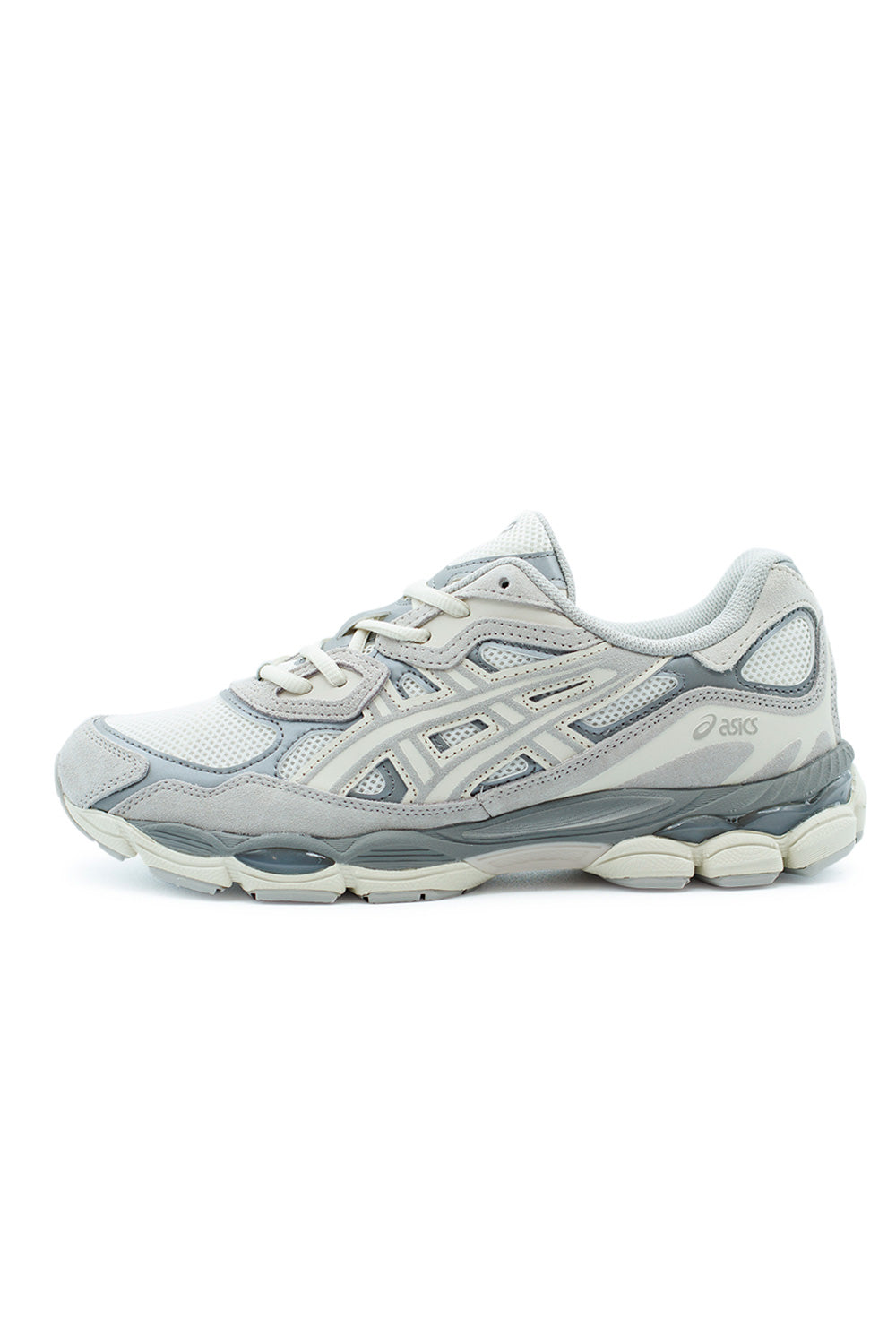 Asics Gel-NYC Cream/Oyster Grey – Stilvoller Sneaker mit atmungsaktivem Mesh-Obermaterial und hochwertigen Wildleder- und Leder-Overlays für Langlebigkeit.