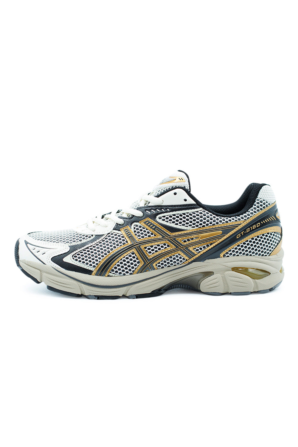 ASICS GT-2160 Cream Pure Gold, retro running sneaker inspired by 2010s GT-2000 series with GEL cushioning and segmented midsole design.