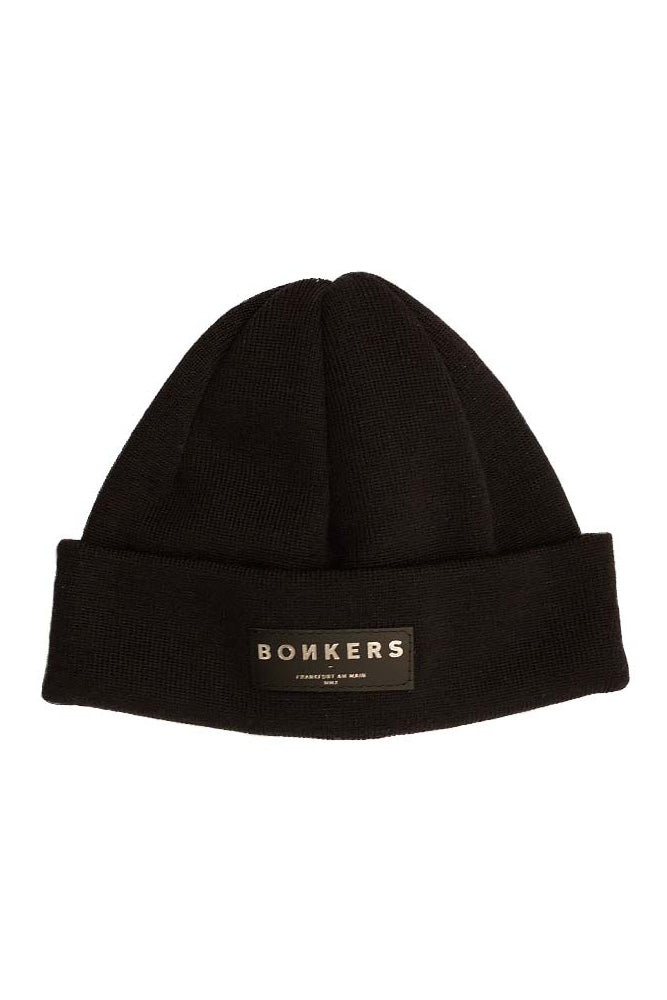 "Bonkers Merino Wool Beanie Short in Schwarz und Silber – Stylische und warme Mütze aus Merinowolle"