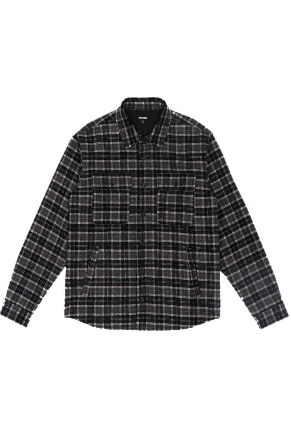 Born X Raised Embroidered Flannel Shirt Jacket Grey / Black - BONKERS