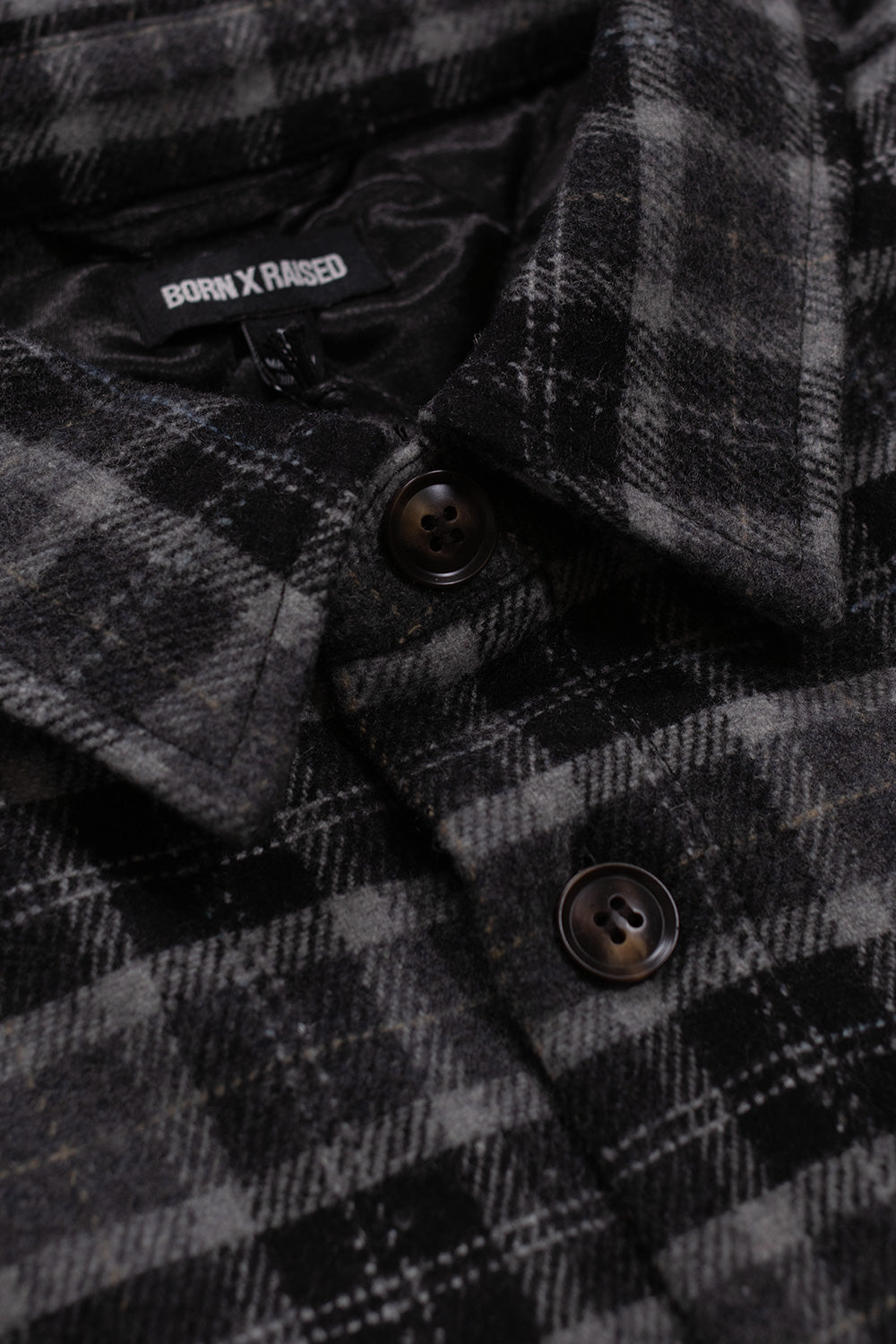 Born X Raised Embroidered Flannel Shirt Jacket Grey / Black - BONKERS
