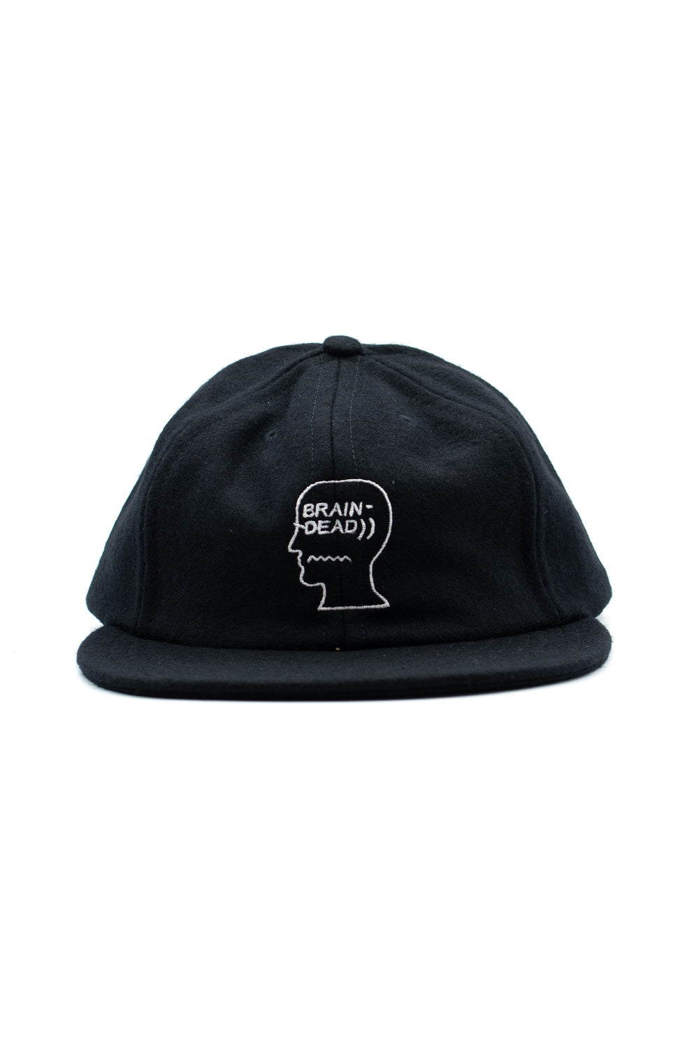 Brain Dead Flannel Logohead 6 Panel Cap Black - BONKERS