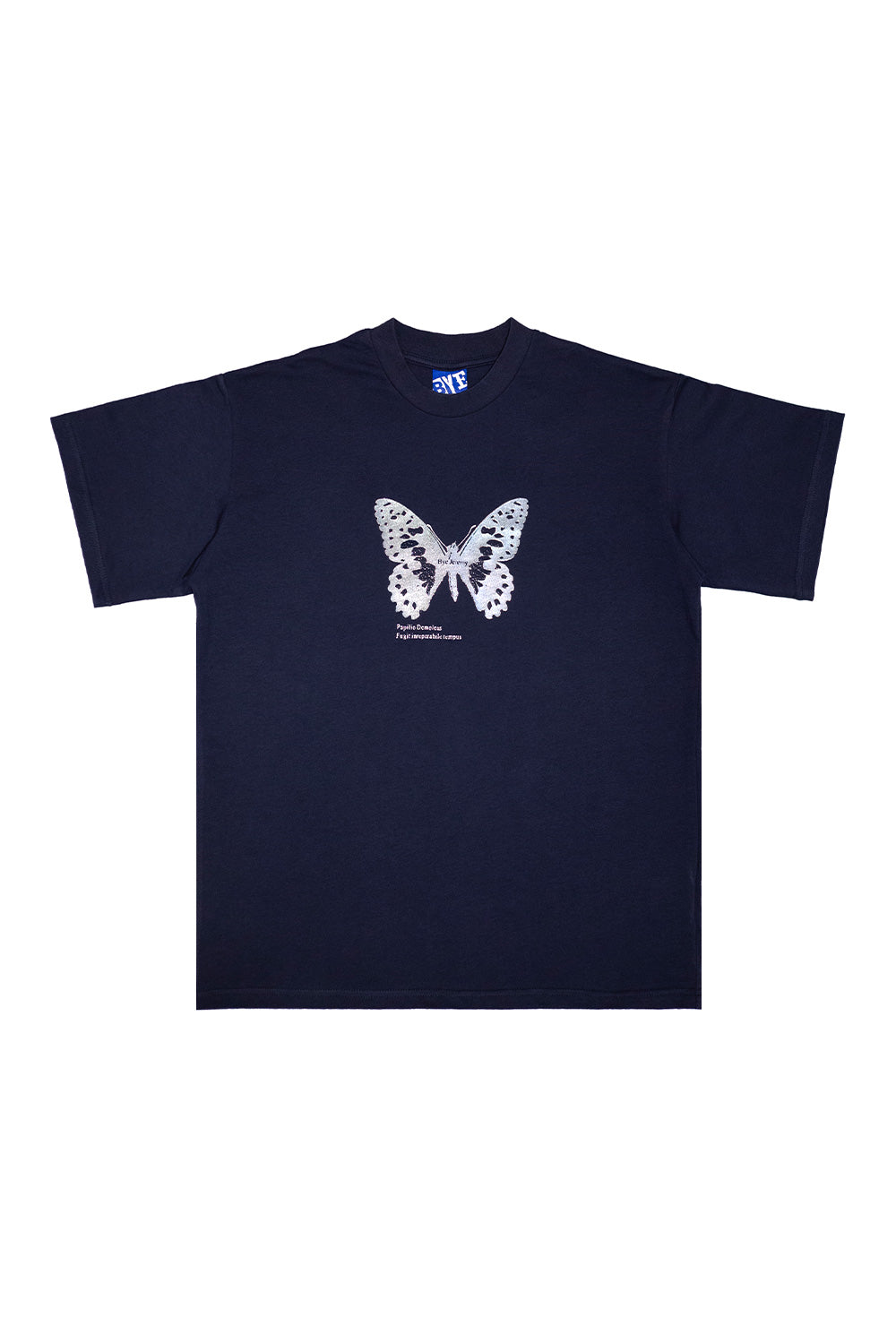 Bye Jeremy Silver Butterfly T-Shirt Navy