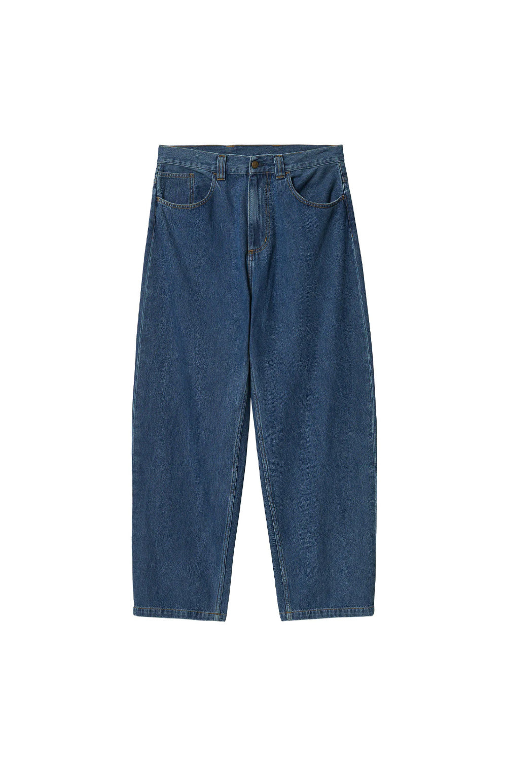 "Vorderansicht der Carhartt WIP Brandon Baggy Pant in Blau – entspannter Baggy-Fit mit modernem, lässigem Look"