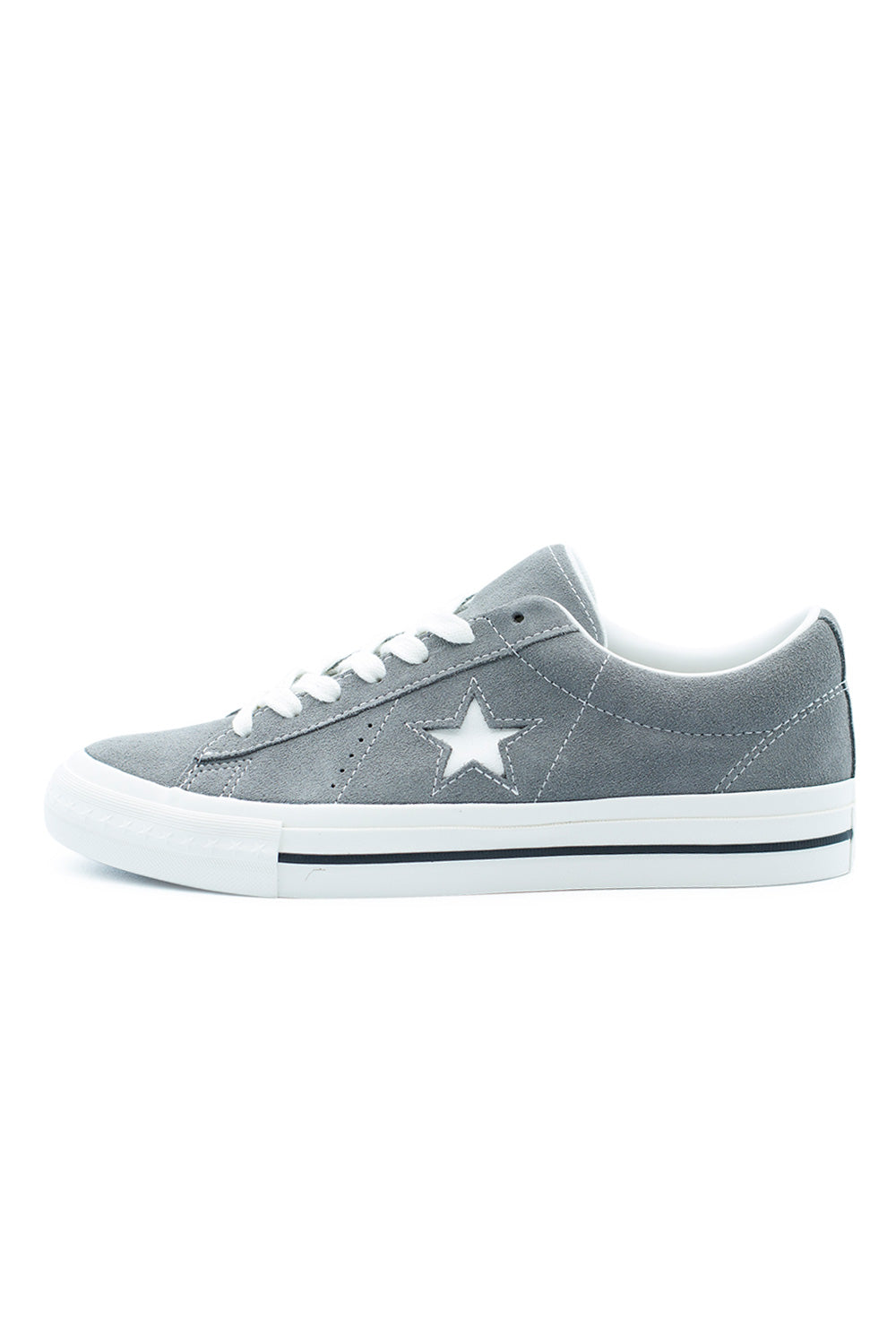 Converse One Star 95 OX Sharkskin Vintage White unisex sneaker, premium suede skate shoe reissue with OrthoLite cushioning and cut-out star logo.