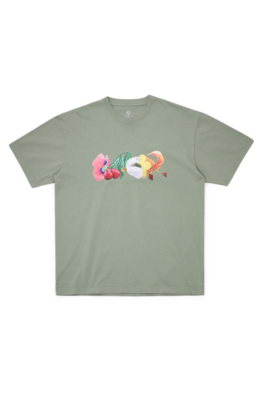 Dancer Glam Flowers T-Shirt Hedge Green - BONKERS