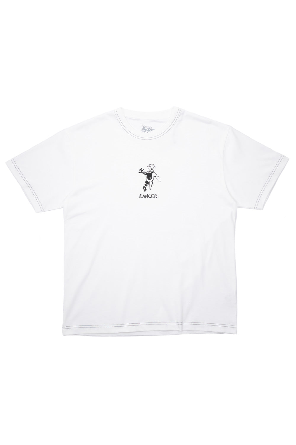 "Dancer OG Logo T-Shirt Weiß – Skate-Shirt mit schwarzem Logo und Nahtdetails"