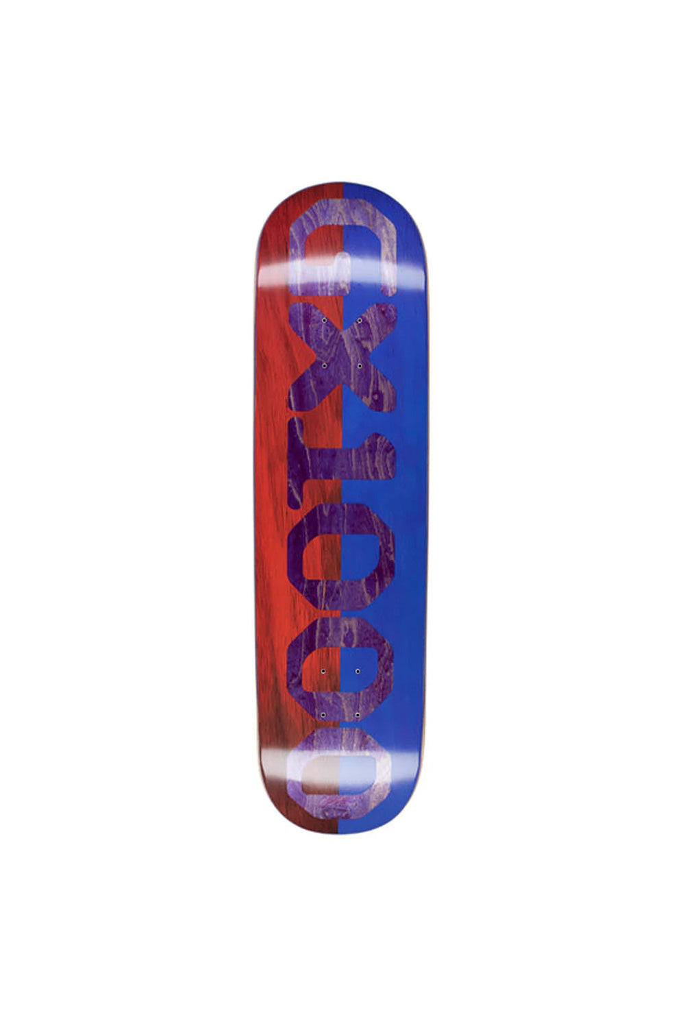 "GX1000 Split Veneer Skateboard Deck 8,25 Zoll – Vorderansicht mit auffälligem Design"
