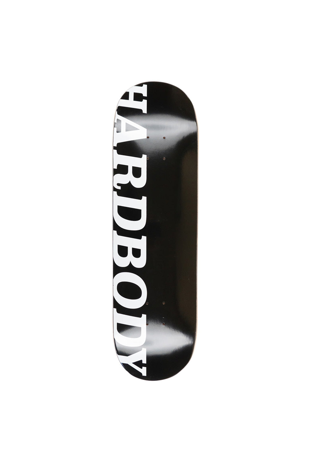 Hardbody Classic Logo Skateboard Deck 8,375 Zoll in Schwarz mit ikonischem weißen Logo – robustes Deck für Street- und Park-Skating.