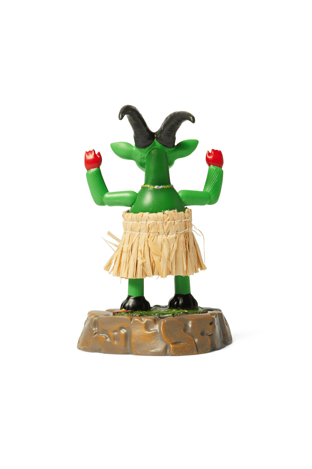 HUF x Thrasher Hula Goat collectible, unique bobblehead statue with island-themed goat character and detailed base logos.