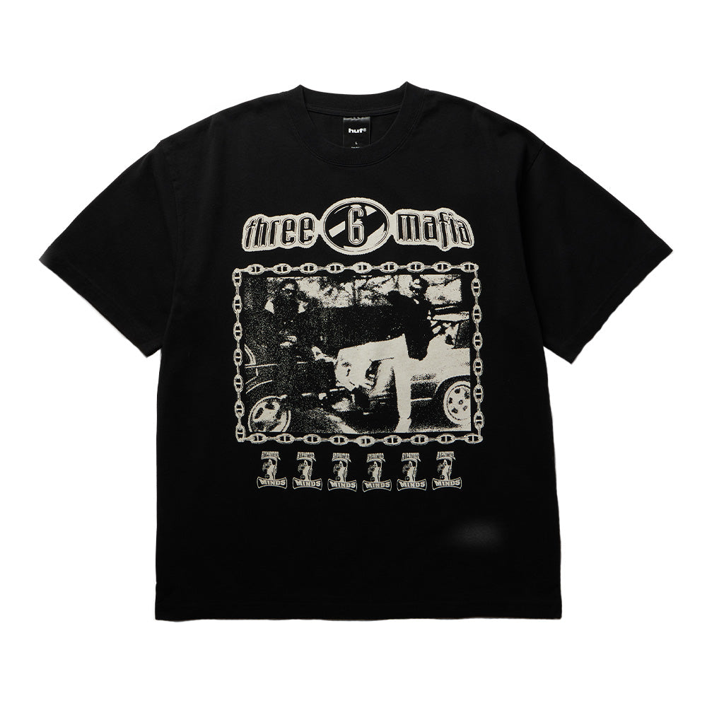 Huf X Three 6 Mafia Most Known Unknown T-Shirt Verwaschnes Schwarz