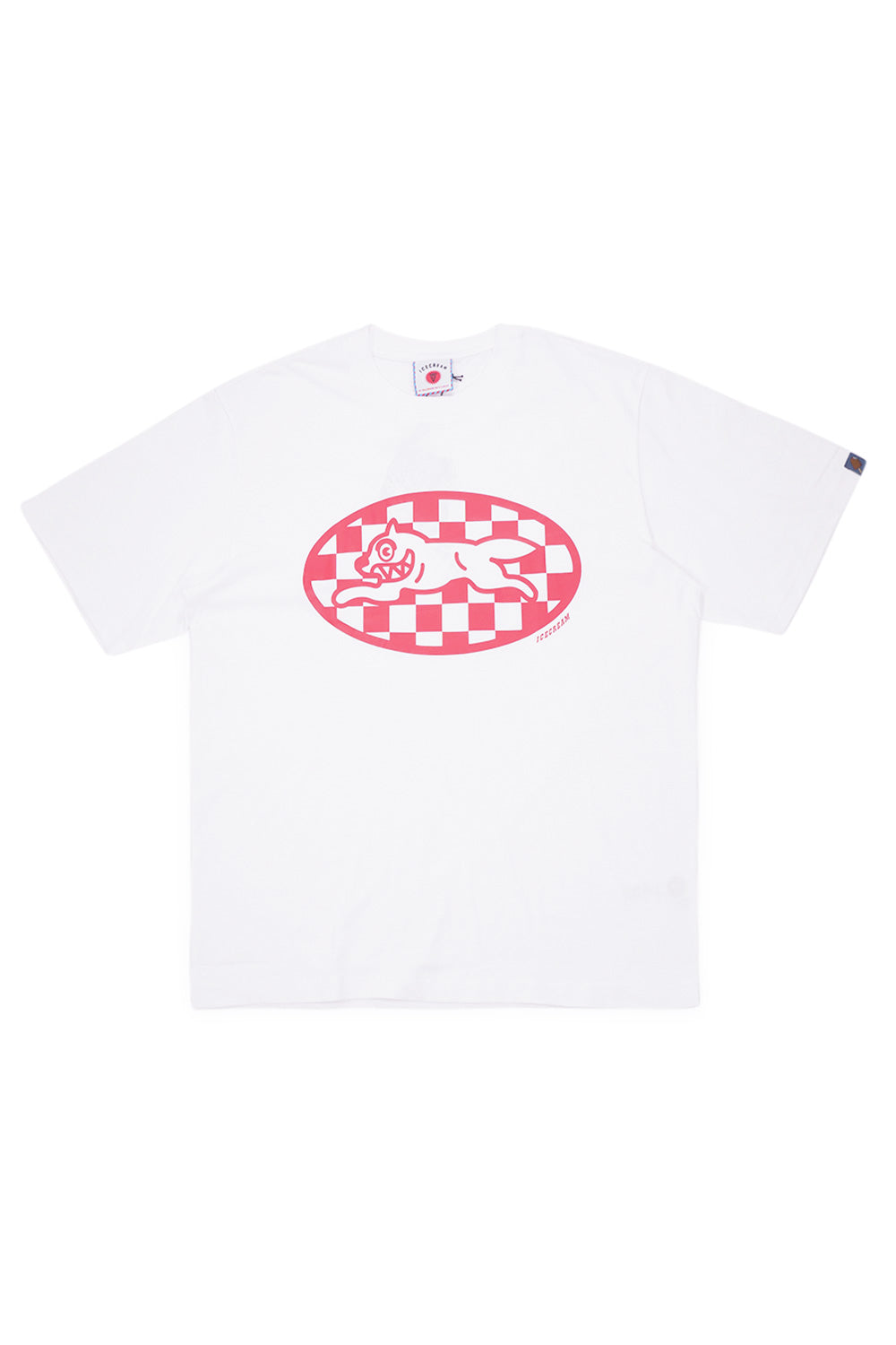 IceCream Checker Running Dog T-Shirt White - BONKERS