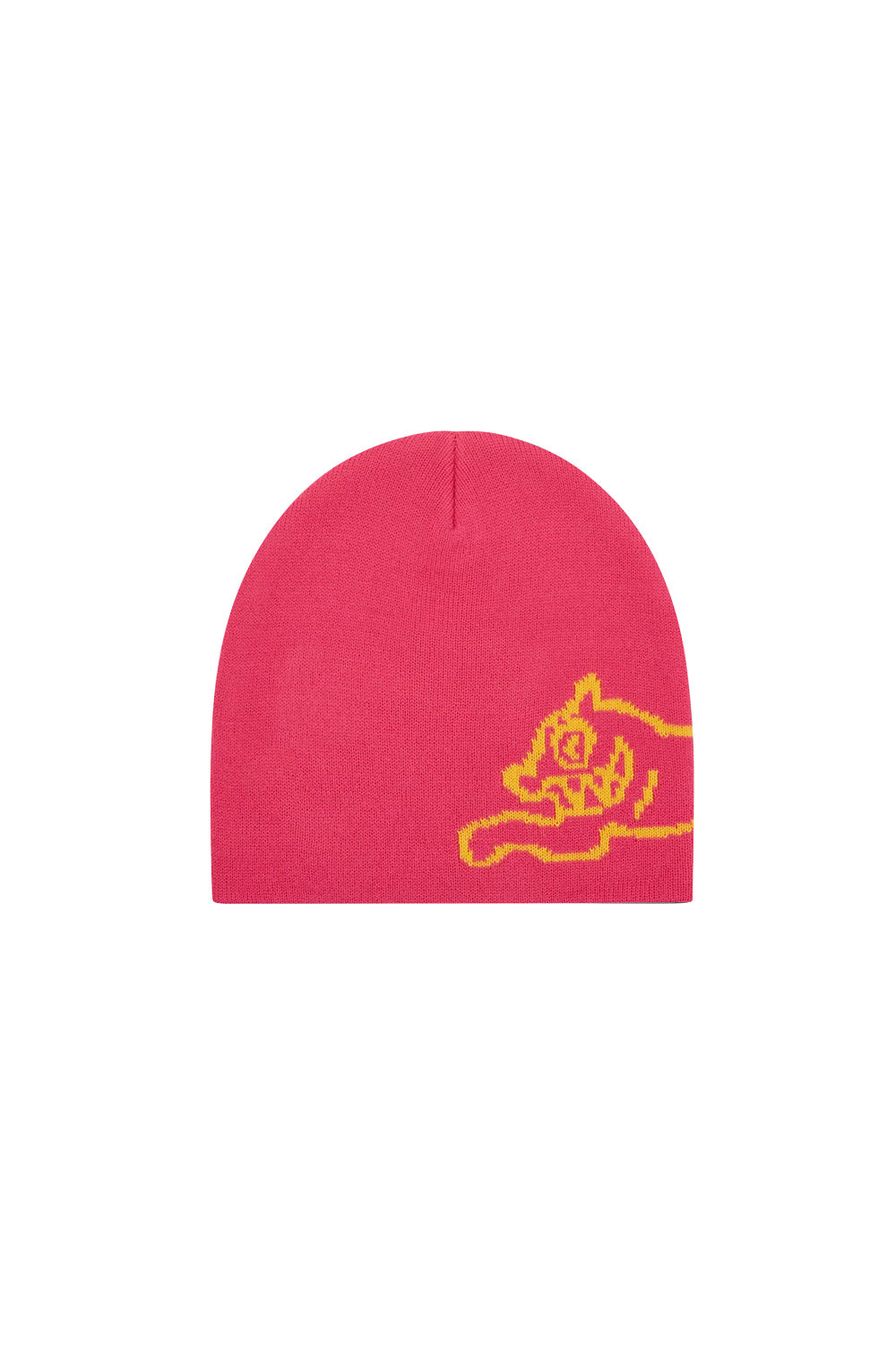 Ice Cream Running Dog Beanie in Pink mit einzigartigem Hundedesign für einen trendigen Streetwear-Look.