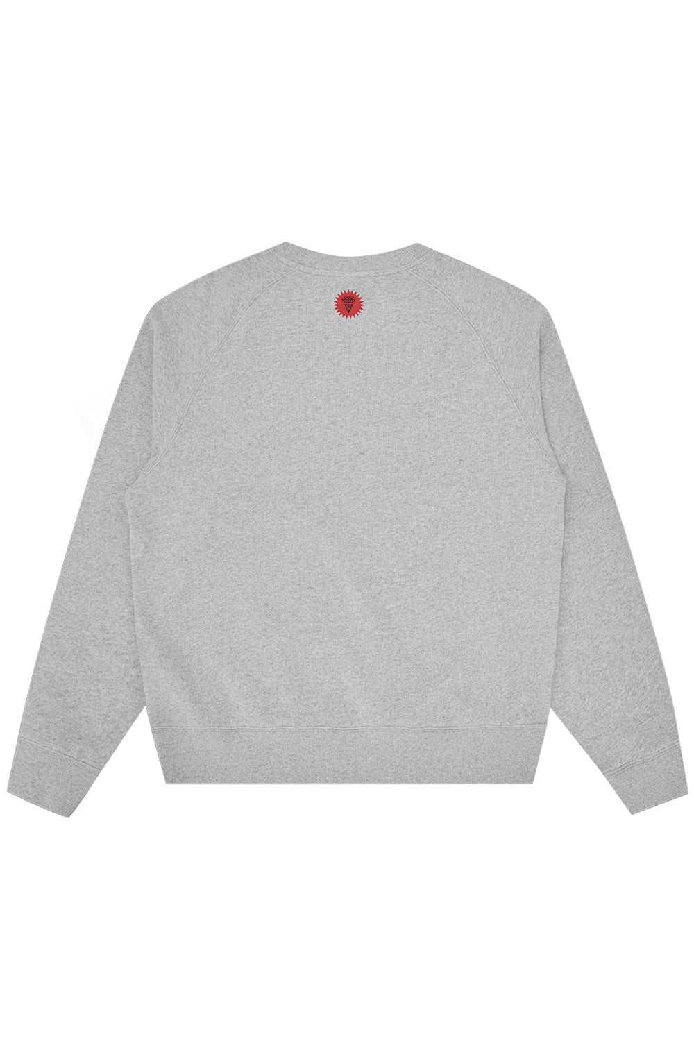 Trendy Ice Cream heather grey crewneck featuring a dynamic leopard print and Running Dog logo