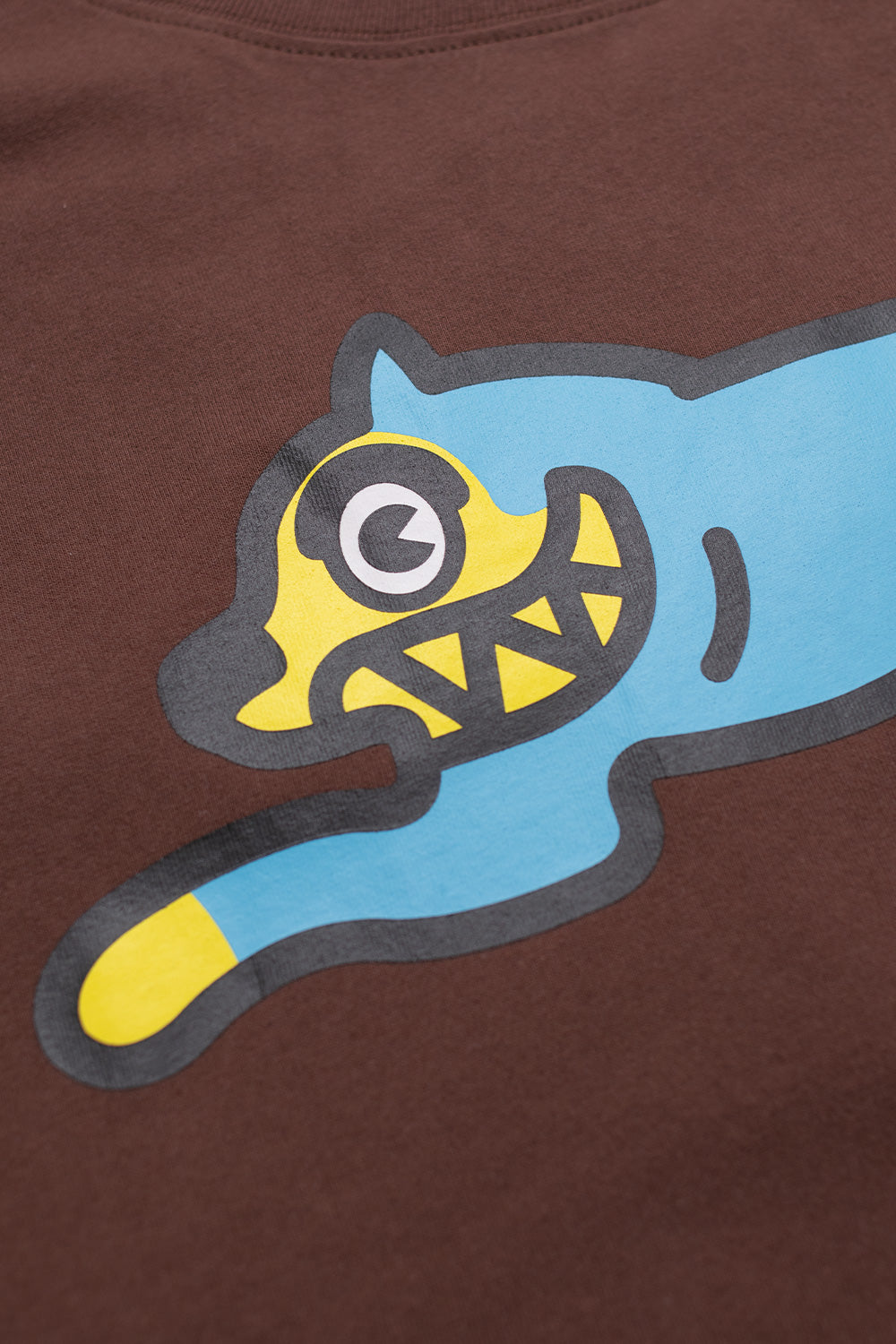 Casual Ice Cream Running Dog layered T-shirt in brown with bold blue logo print
