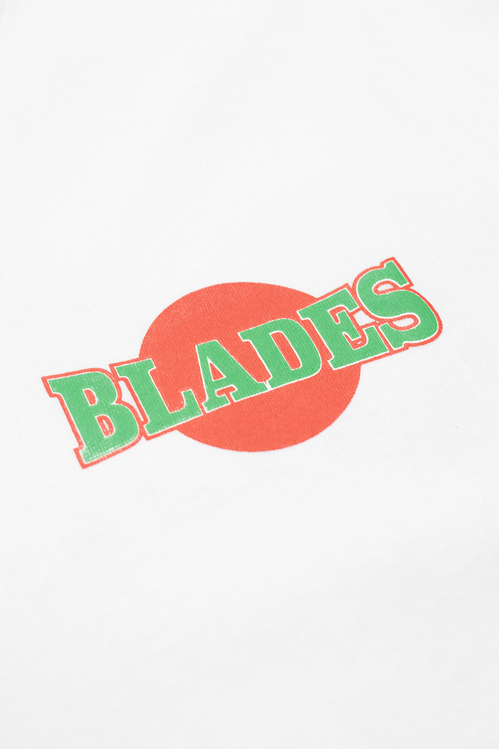 Front view of Metalwood Studio Blades GYM T-Shirt White featuring heavy cotton fabric, relaxed oversized fit, and printed chest design.
