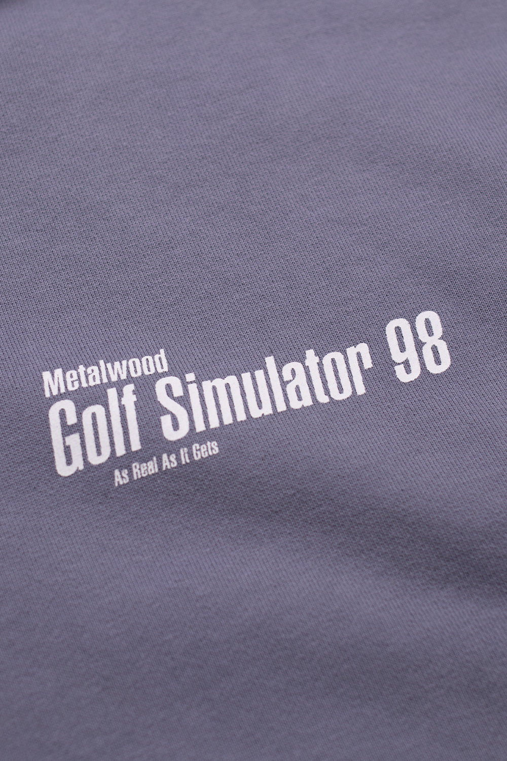 Trendy Metalwood Studio pewter hooded sweatshirt with 'Simulator 98' print, ideal for elevating your casual wardrobe.