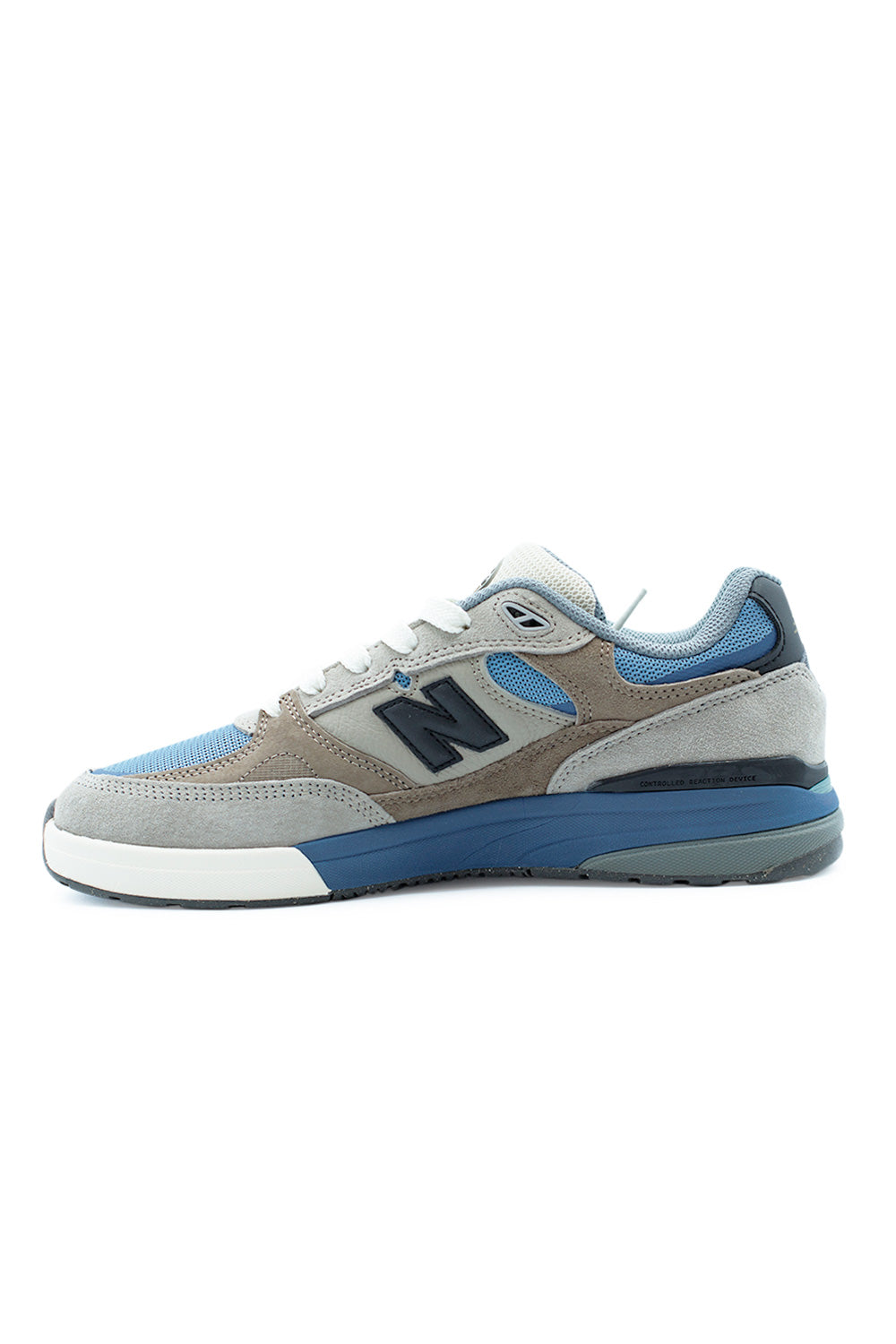 Premium New Balance Numeric 933 skate sneaker Mushroom Still Water featuring leather and mesh upper, classic N logo branding and shock-absorbing ABZORB technology