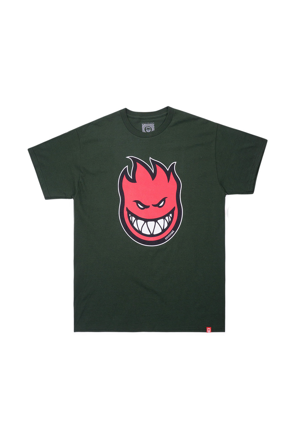 "Spitfire Wheels Bighead Fill T-Shirt in Waldgrün mit rotem Logo"