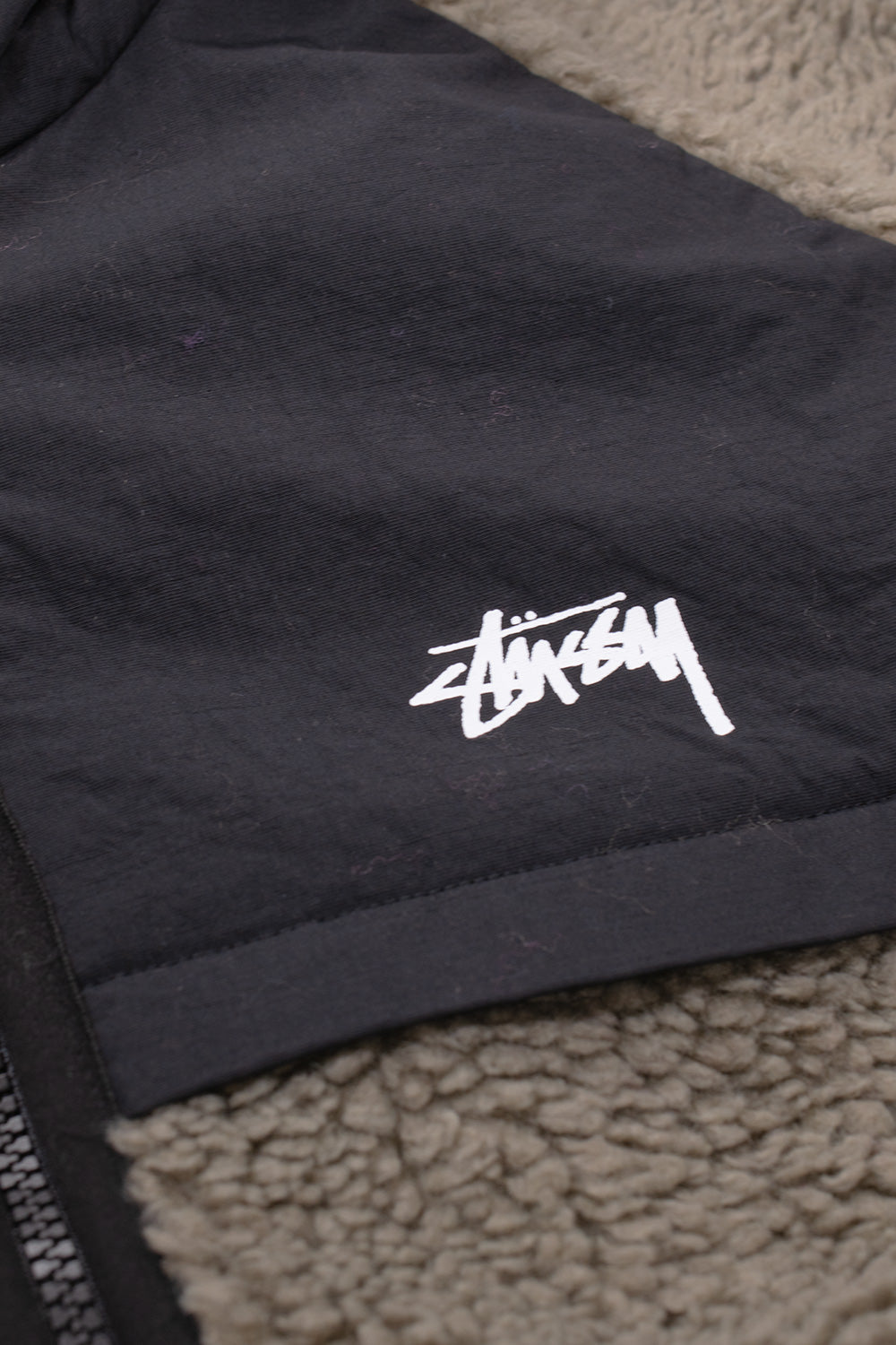 Stussy Sherpa Paneled Hooded Jacket Stone - BONKERS