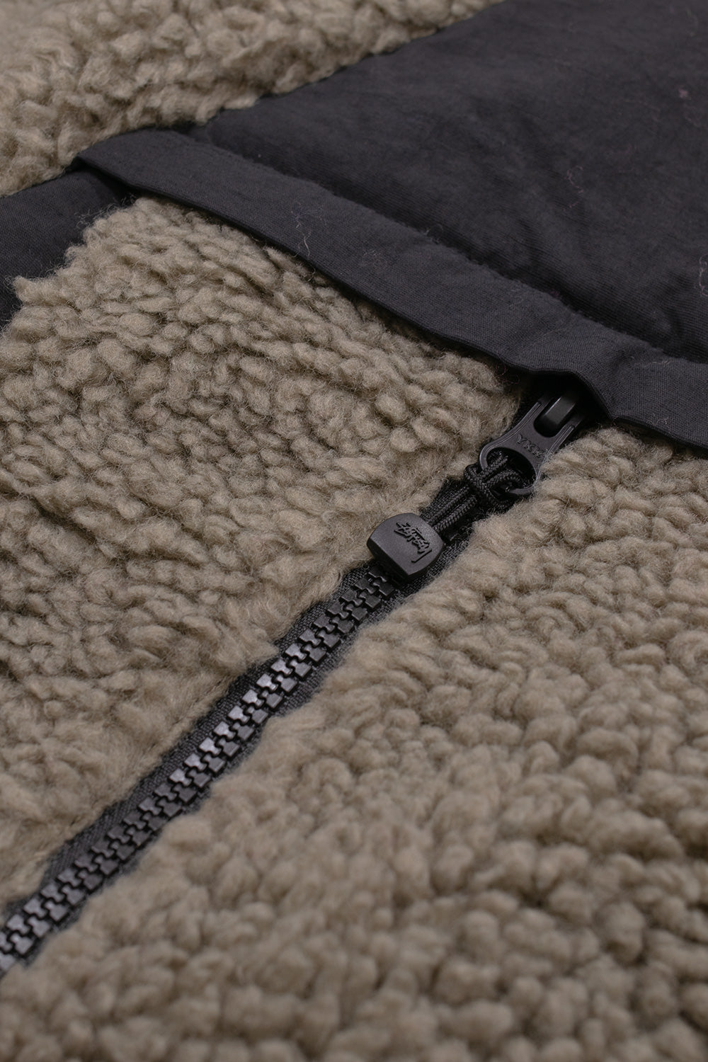 Stussy Sherpa Paneled Hooded Jacket Stone - BONKERS