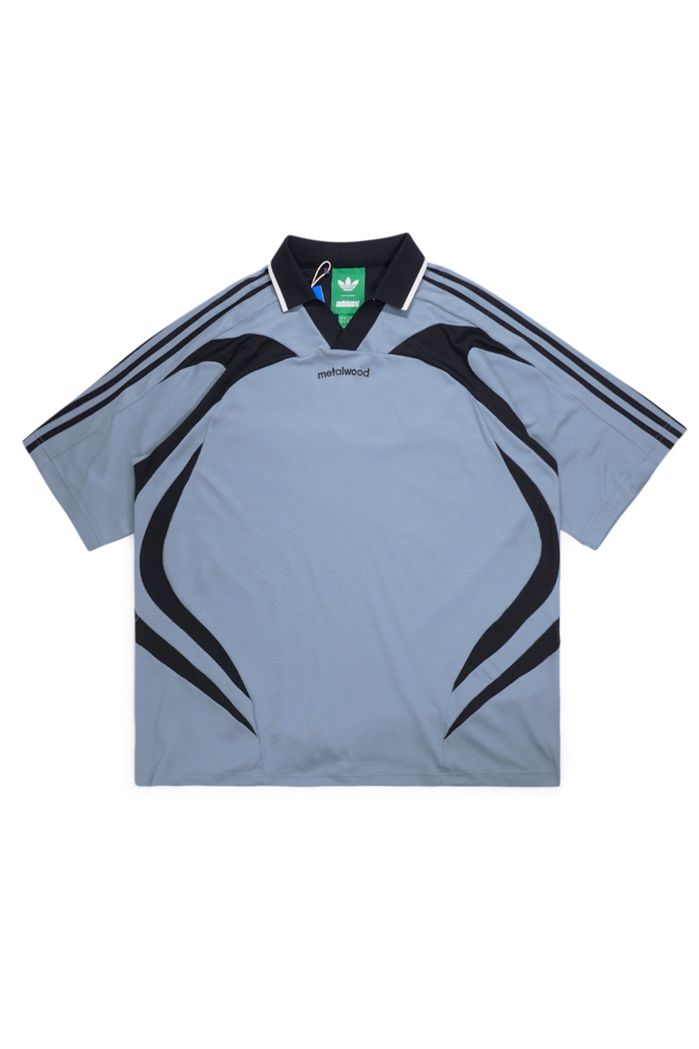 adidas x Metalwood Polo Green Earth loose fit golf polo shirt featuring lightweight cotton blend fabric, breathable mesh panels and minimalist chest logo inspired by 90s golf and skate culture