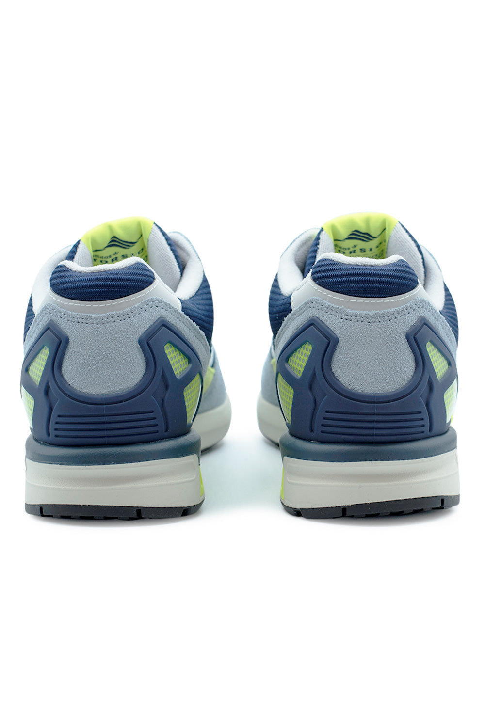 Front top view of Adidas ZX 8000 KI5674 featuring classic three stripes branding, neon yellow lace cage, soft mesh toe box and vintage 80s runner design for everyday streetwear