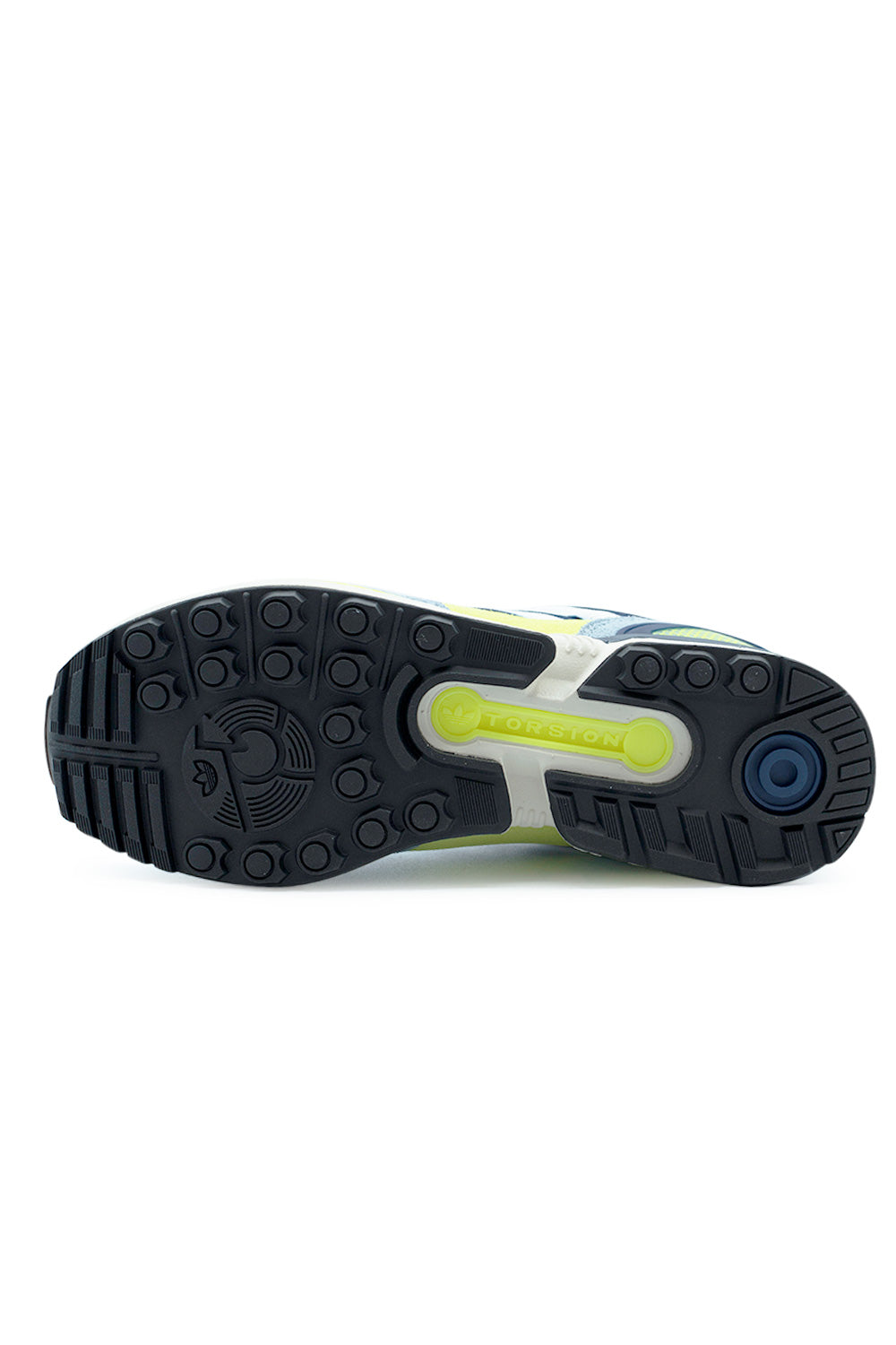 Medial side view of Adidas ZX 8000 running shoe with integrated midfoot Torsion bar, cushioned EVA sole unit and rugged construction built for stability on urban terrain