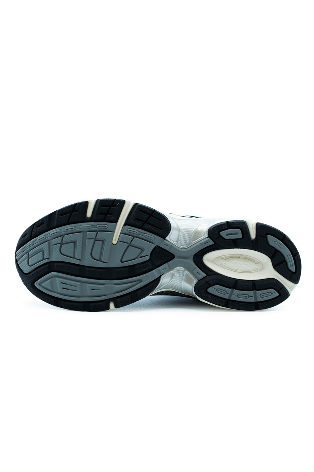 Rear heel view of ASICS GEL-1130 Clay Grey Pure Silver, showcasing heel counter and reflective silver accents.