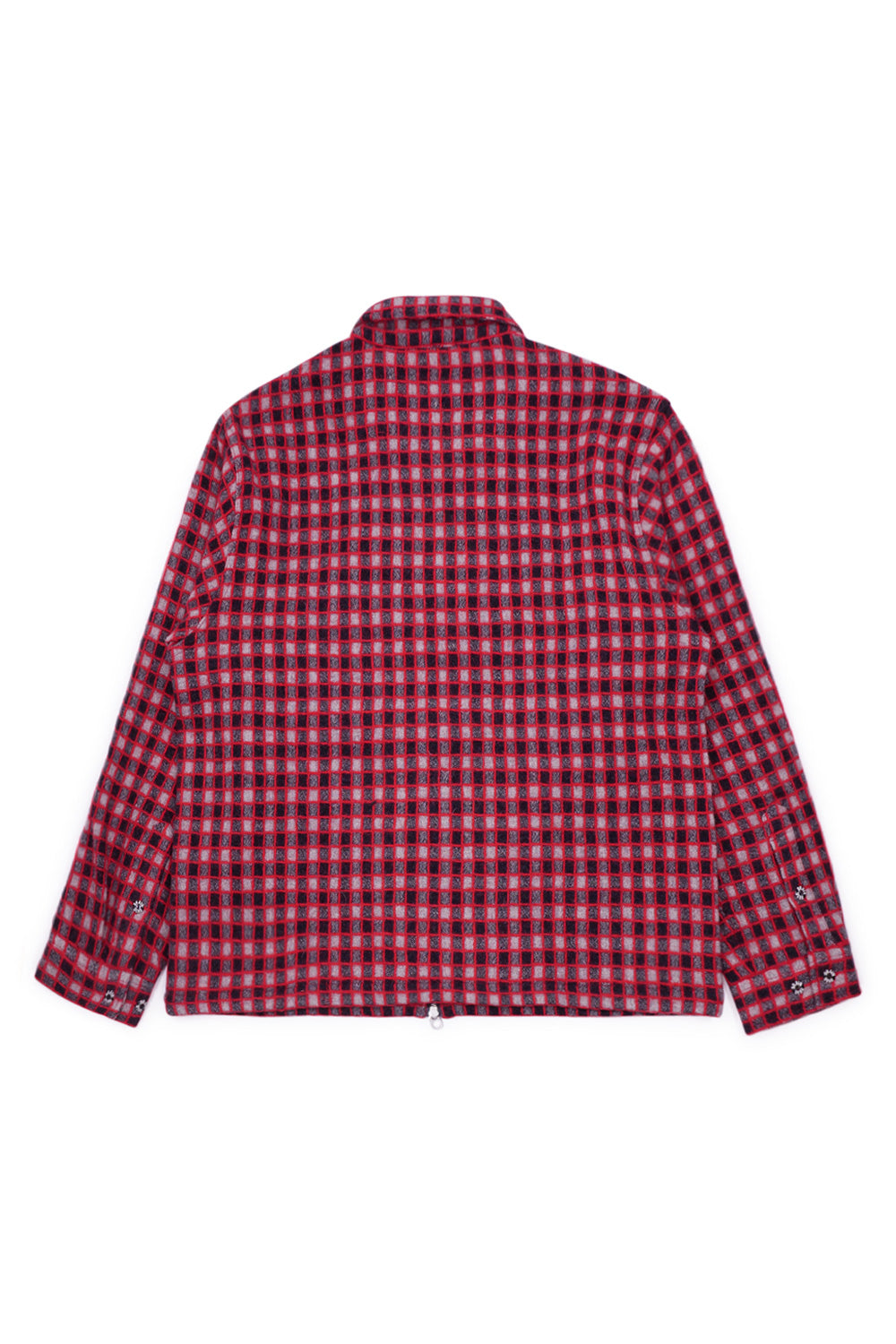 Unisex Brain Dead Check Mate Flannel Shirt Black Red, premium textured flannel with two chest pockets and Brain Dead engraved buttons.