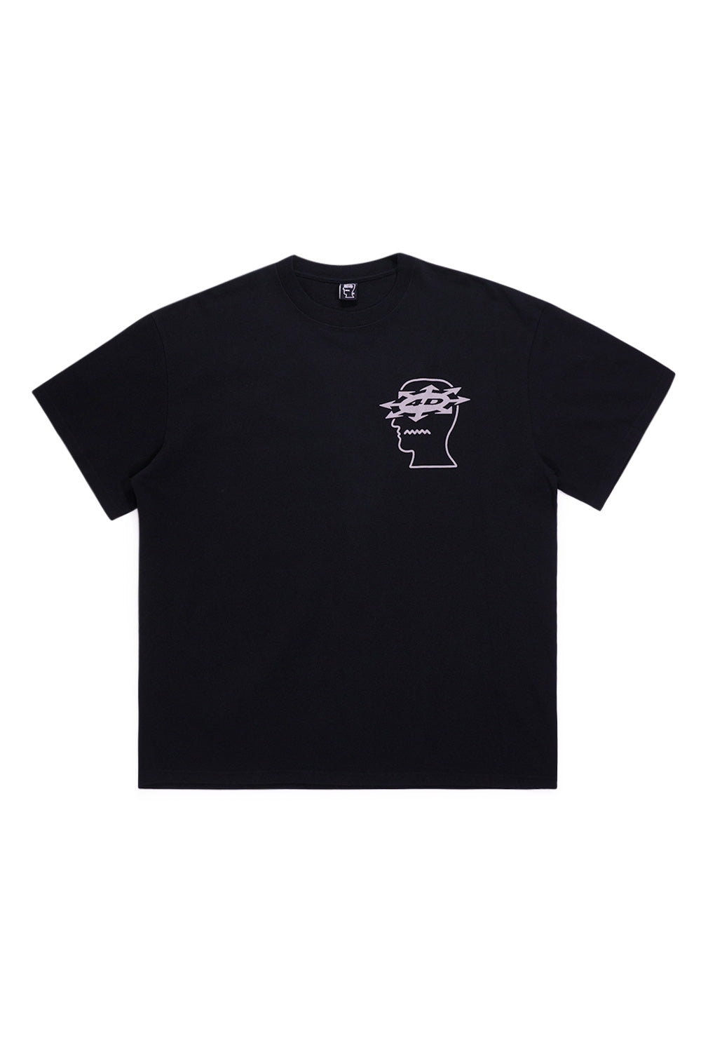 Frontansicht des Brain Dead Shirts mit kontraststarkem Neuro Free Association Print und verwaschtem Schwarzton