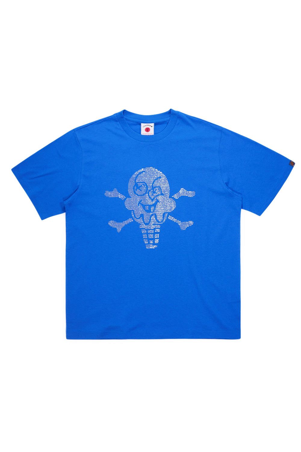 IceCream Rhinestone Cones & Bones T-Shirt Blue – Blaues T-Shirt mit funkelndem Strasssteinen-Logo und dem ikonischen Cones & Bones-Design von IceCream
