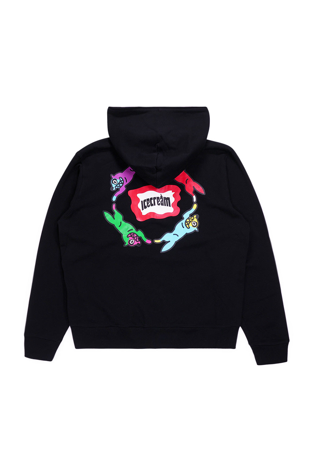 IceCream Roundabout Zip Through Hoodie Black – Stylischer schwarzer Zip-Hoodie mit hochwertigem Rundlogo-Print für einen modernen Streetwear-Look
