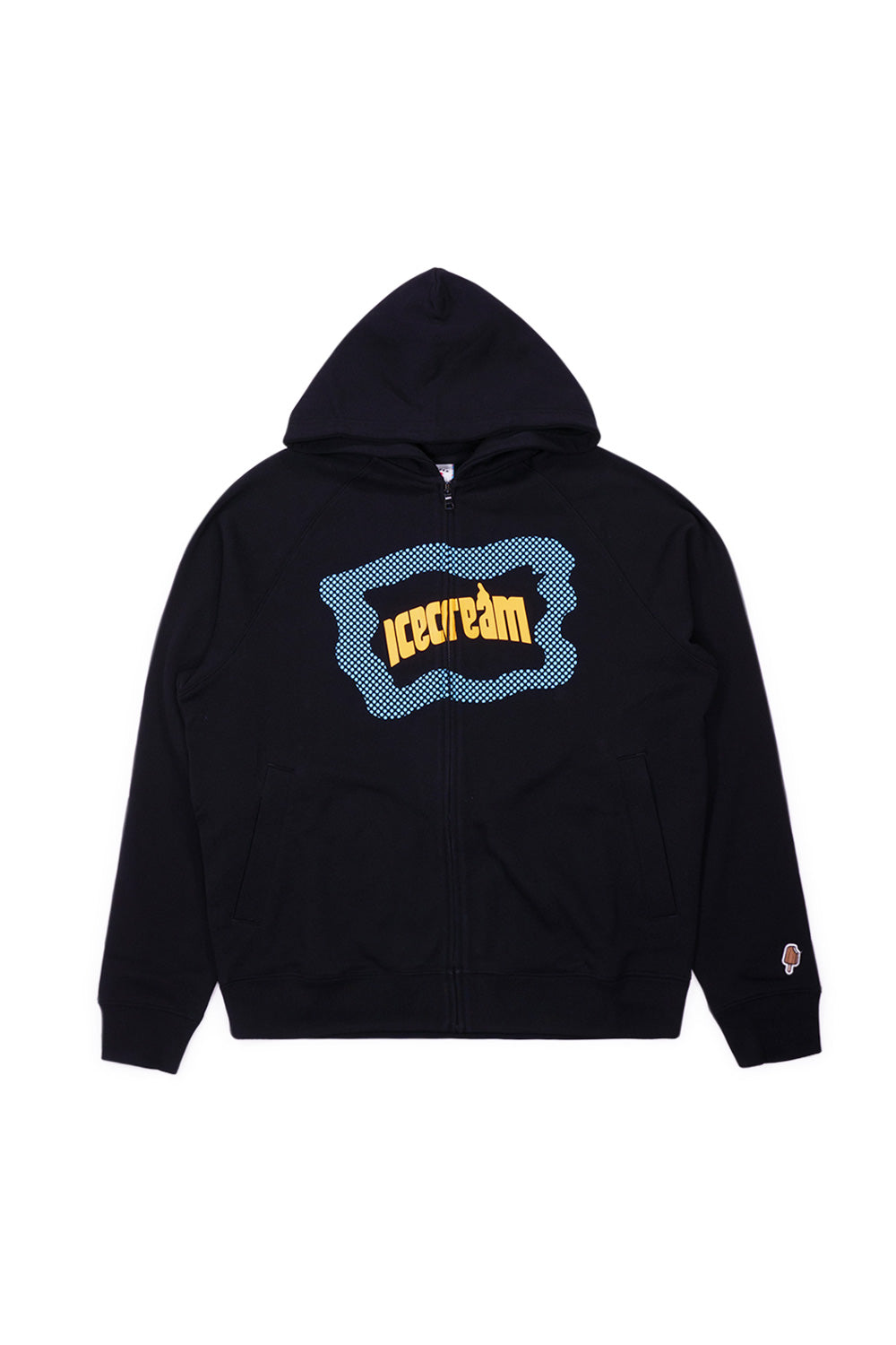 IceCream Block Logo Zip Through Hood Black - BONKERS