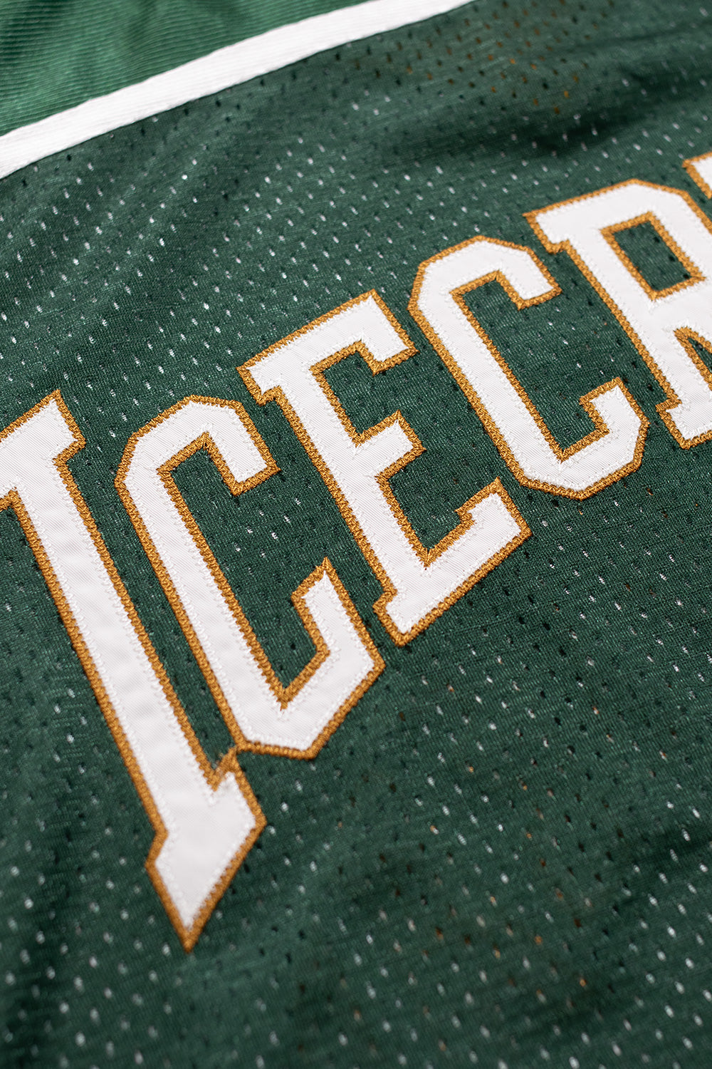 Stylish green Ice Cream Cherry Applique Football Top featuring a bold fruit logo