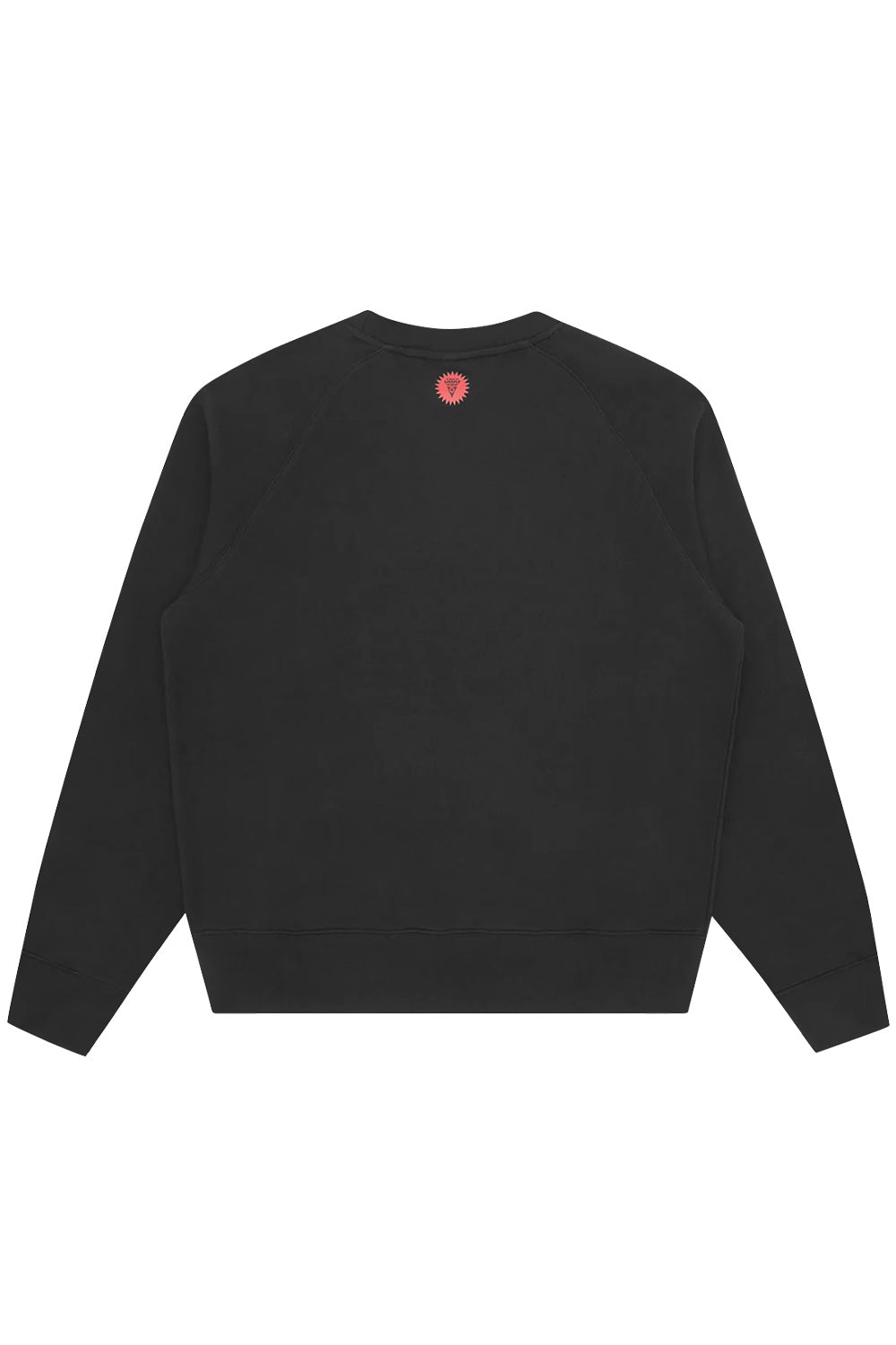 Back view of IceCream Cone & Bones Crewneck Black showcasing minimal design with small red IceCream neck print on a mid-weight cotton streetwear sweatshirt from Pharrell Williams and Nigo’s IceCream brand.