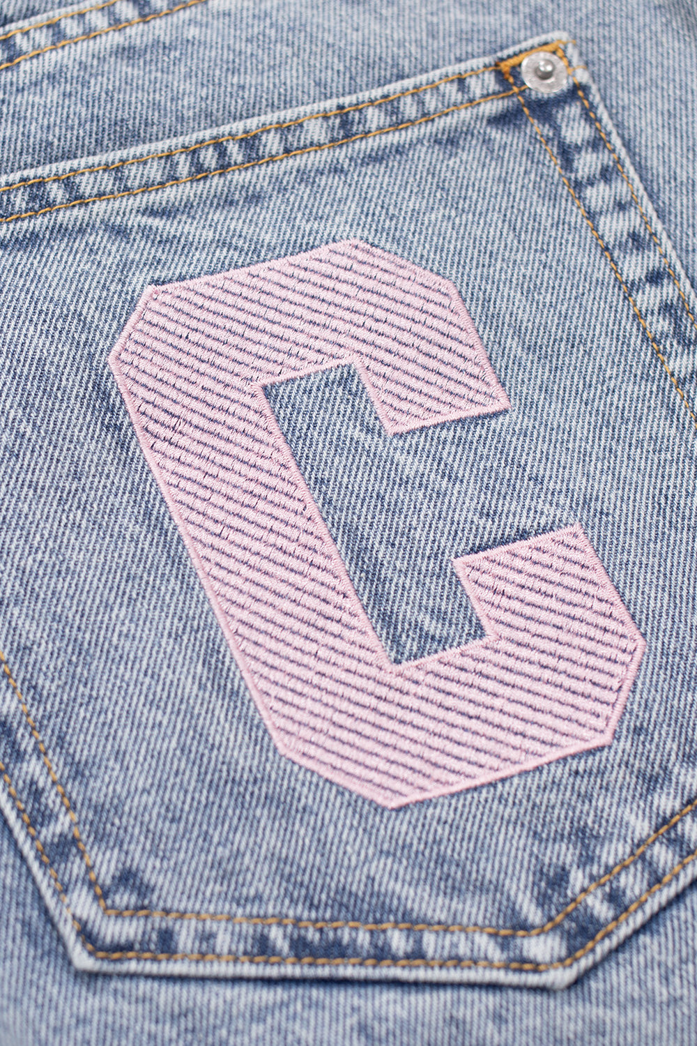 IceCream Running Dog Denim Short Heavy Wash Blue (Pink Print) - BONKERS