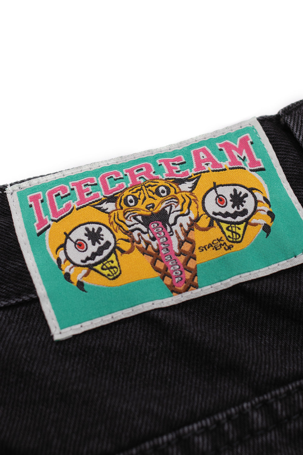 Ice Cream Running Dog denim pants in black with green double scoop and logo detail