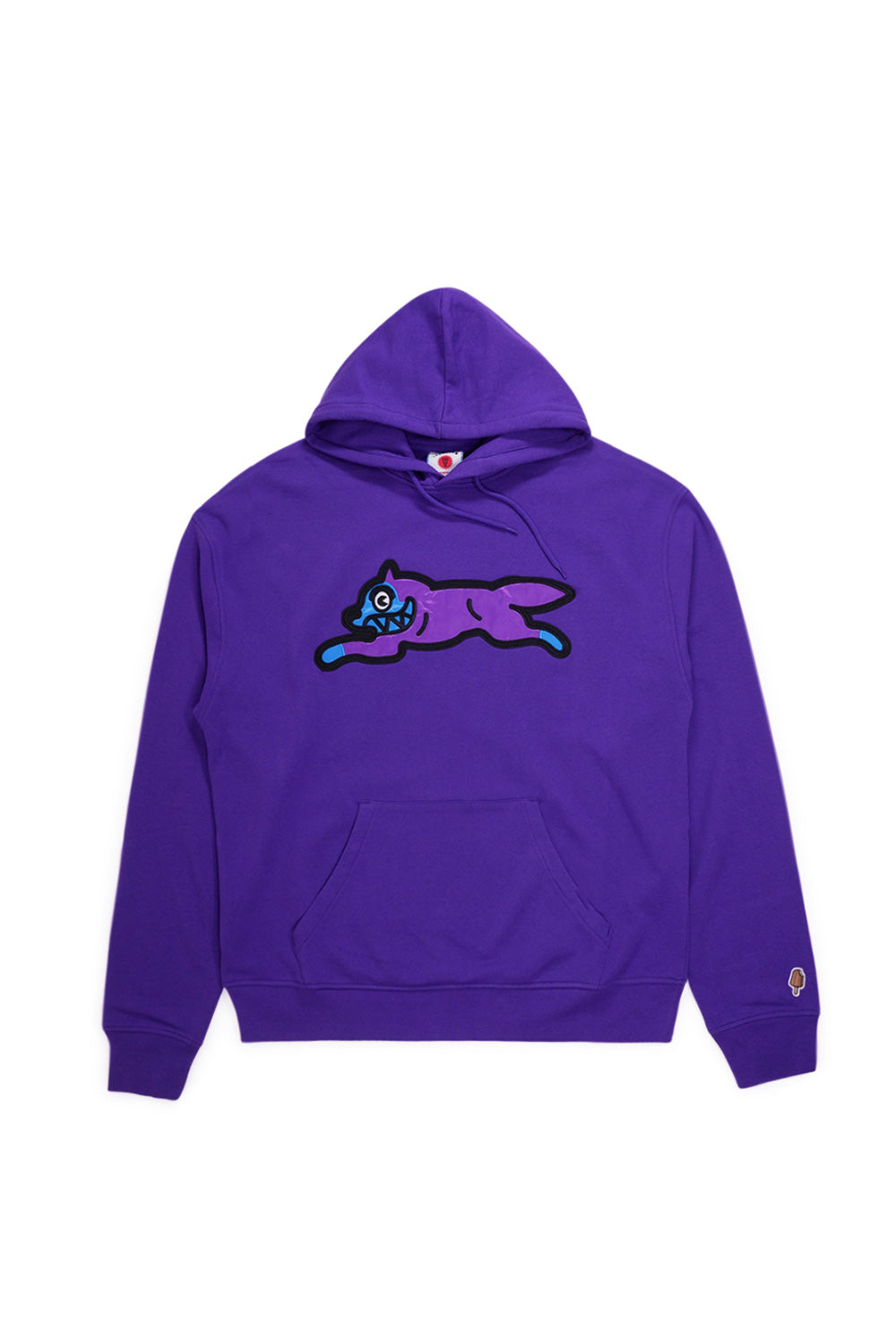 IceCream Hoodie in Lila mit Satin-Applikation des ikonischen Running Dog Logos auf der Brust – ein Statement in Streetwear.